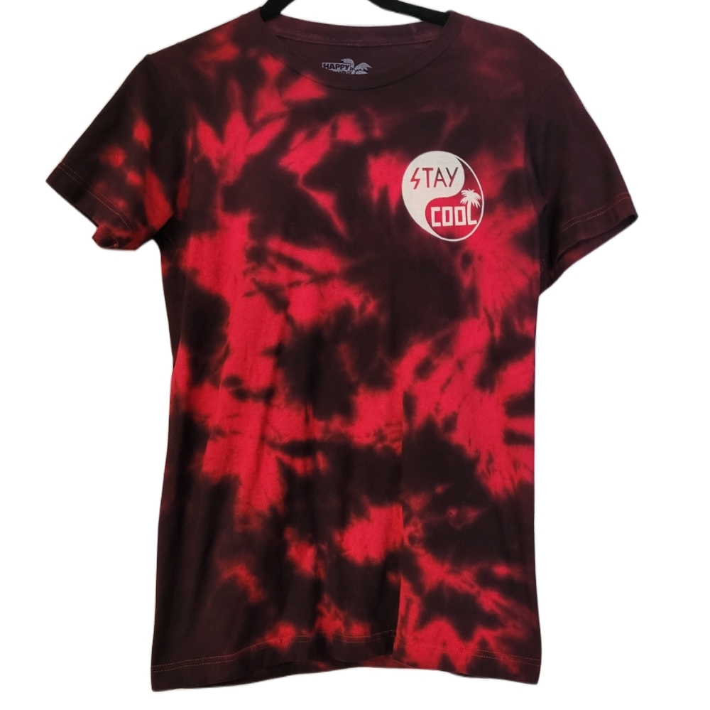 Happy Hour Tie-Dye T-shirt Women's Small Red and Black